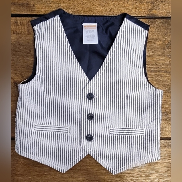 Boys Dress Pants, 2 Blue Vests, Blue Long Sleeve Shirt - Picture 3 of 5